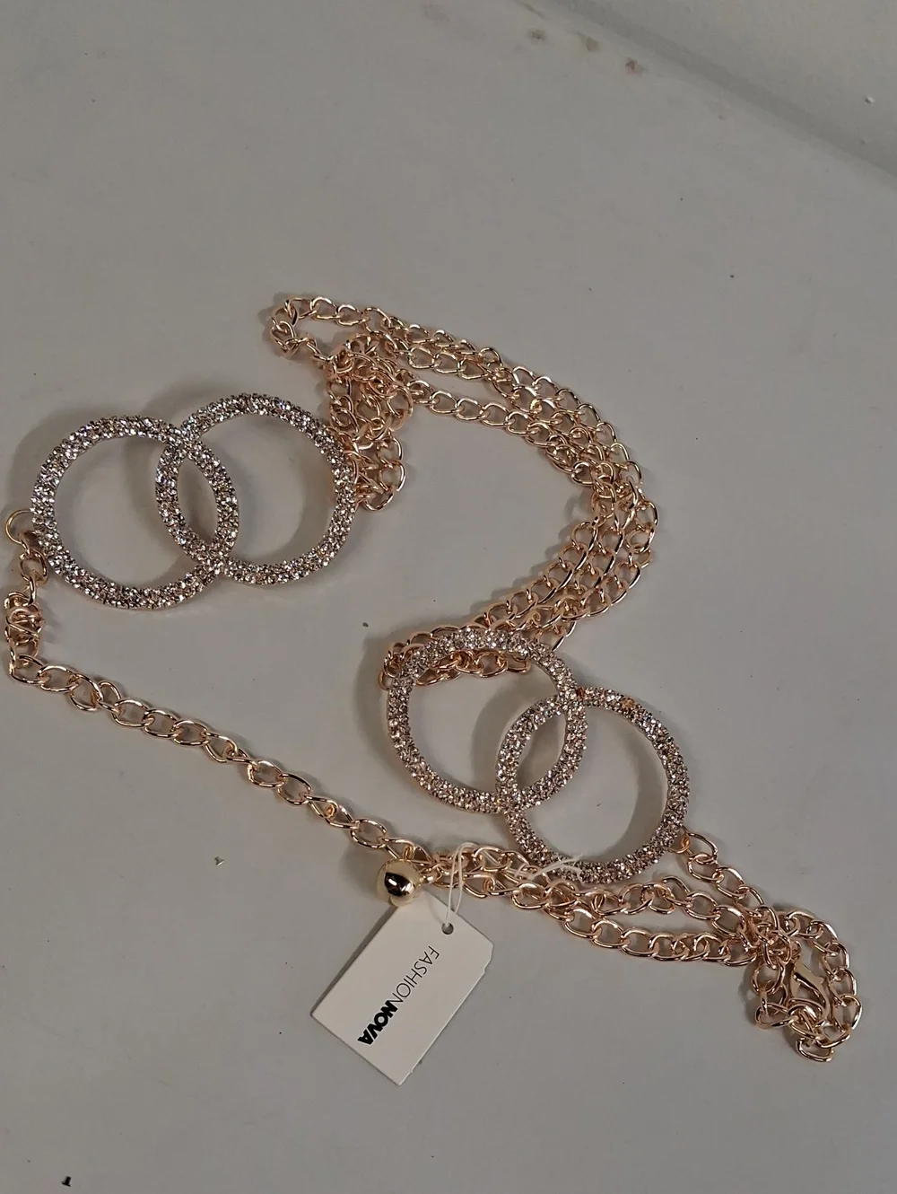 NWT Womens Fashion Nova Gold And Rhinestone Belt